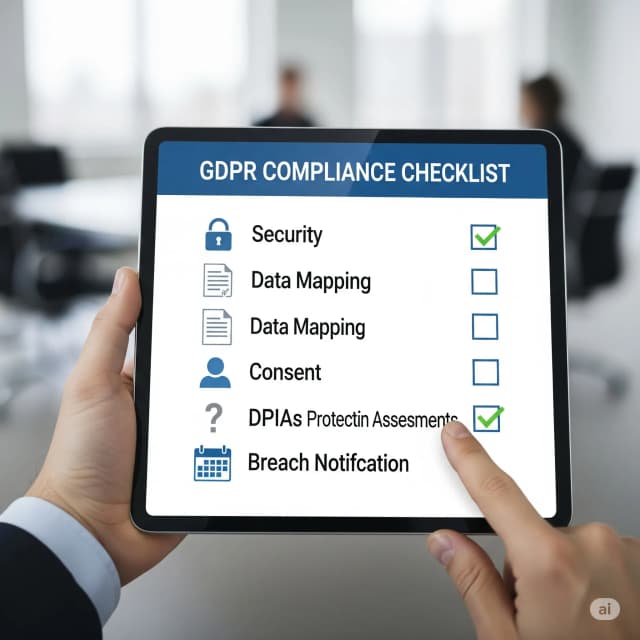 A visual representation of a checklist for GDPR compliance.